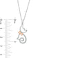 0.05 CT. T.W. Natural Diamond Cat with Bow Pendant in Sterling Silver and 14K Rose Gold