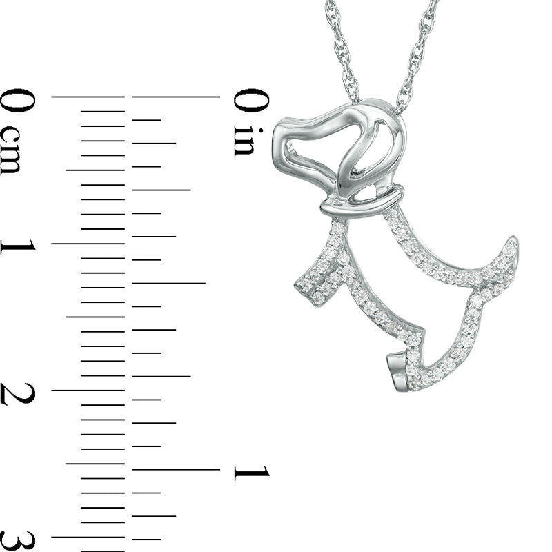 0.13 CT. T.W. Natural Diamond Dog with Collar Pendant in Sterling Silver