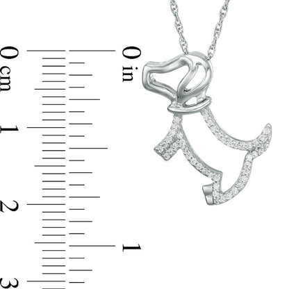 0.13 CT. T.W. Natural Diamond Dog with Collar Pendant in Sterling Silver