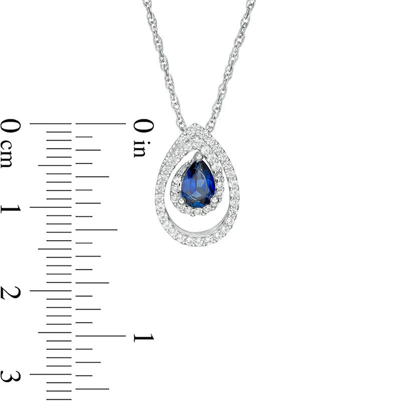 Pear-Shaped Lab-Created Blue and White Sapphire Swirl Pendant in Sterling Silver