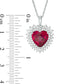 10.0mm Lab-Created Ruby and White Sapphire Sunburst Heart Frame Pendant in Sterling Silver