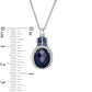 Oval Lab-Created Blue and White Sapphire Frame Pendant in Sterling Silver