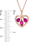 Pear-Shaped Lab-Created Ruby and White Sapphire Three Stone Heart Pendant in Sterling Silver with 14K Rose Gold