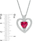 8.0mm Lab-Created Ruby and White Sapphire Heart with Arrow Pendant in Sterling Silver