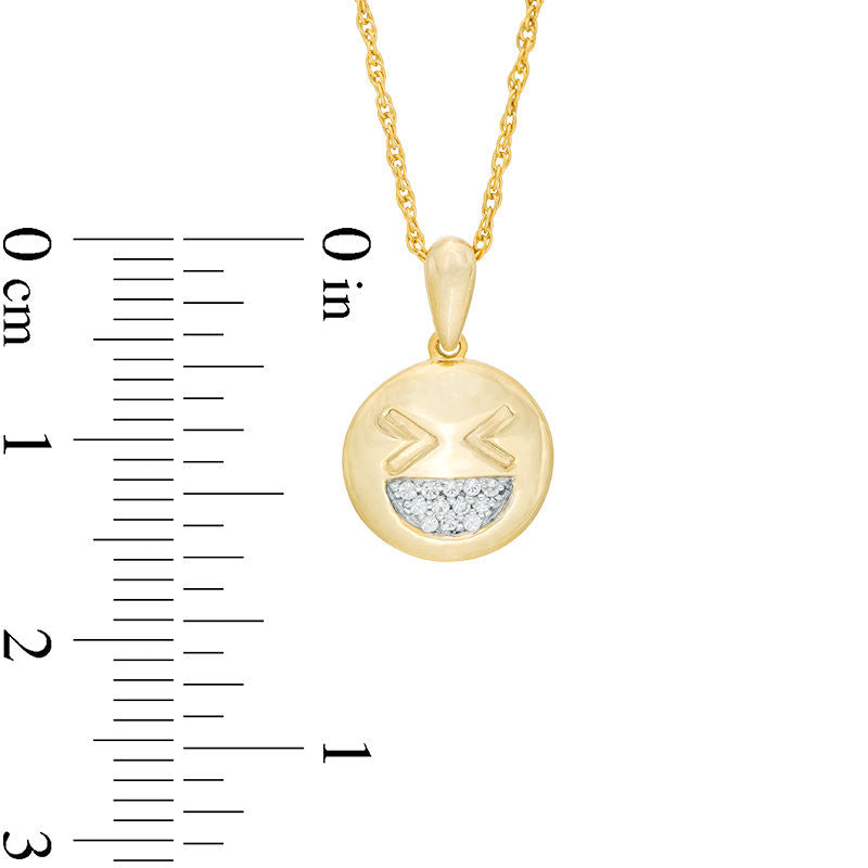 0.05 CT. T.W. Natural Diamond Smiley Face with Tightly Closed Eyes Pendant in Sterling Silver with 14K Gold Plate