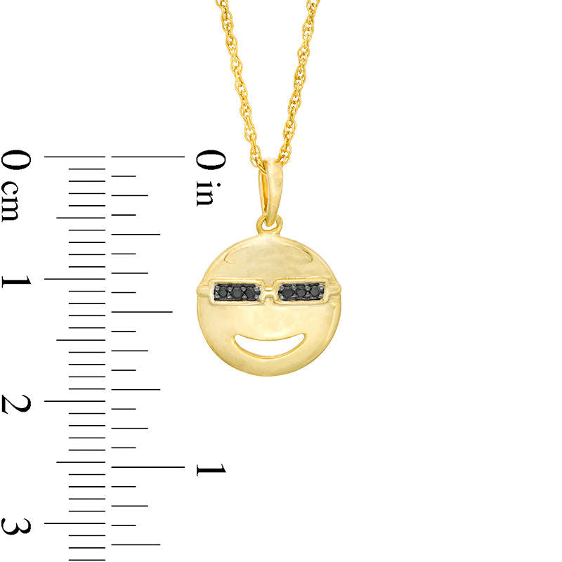 Enhanced Black Natural Diamond Accent Smiley Face with Sunglasses Pendant in Sterling Silver with 14K Gold Plate