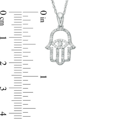 0.1 CT. T.W. Natural Diamond Evil Eye Hamsa Pendant in Sterling Silver