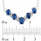 Alternating Oval Blue Sapphire and 0.2 CT. T.W. Natural Diamond Chevron Necklace in 14K White Gold - 17.33"