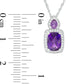 Cushion-Cut Amethyst and Lab-Created White Sapphire Frame Pendant in Sterling Silver