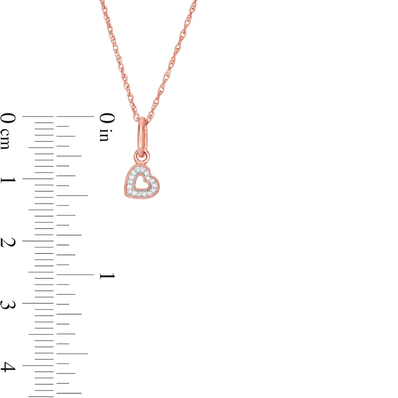 Natural Diamond Accent Tilted Heart Outline Antique Vintage-Style Pendant in 10K Rose Gold