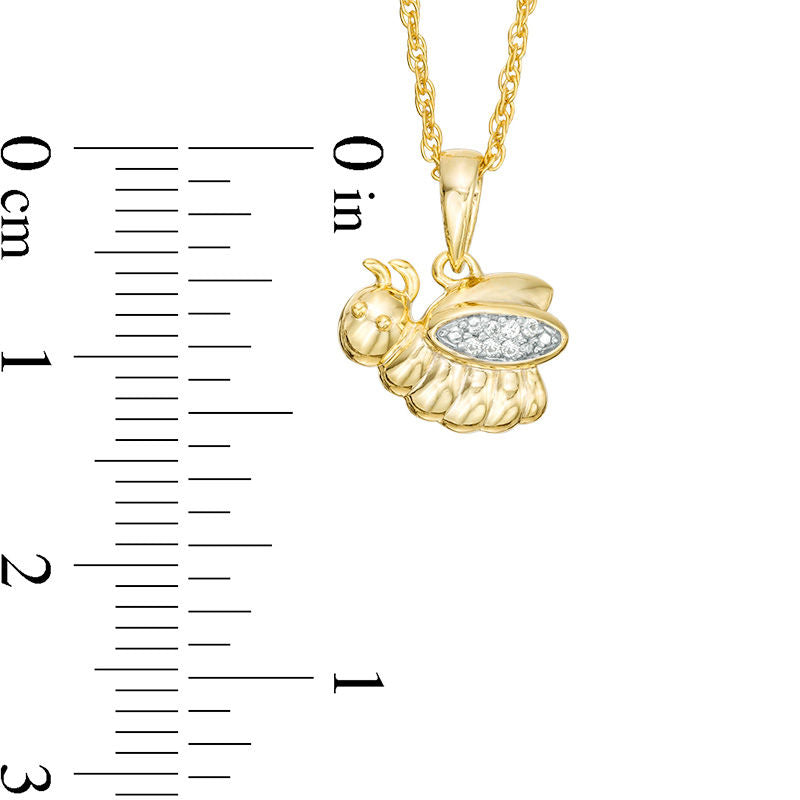 Natural Diamond Accent Bumblebee Pendant in 10K Yellow Gold