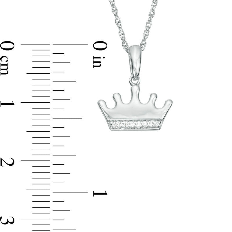 Natural Diamond Accent Crown Pendant in Sterling Silver