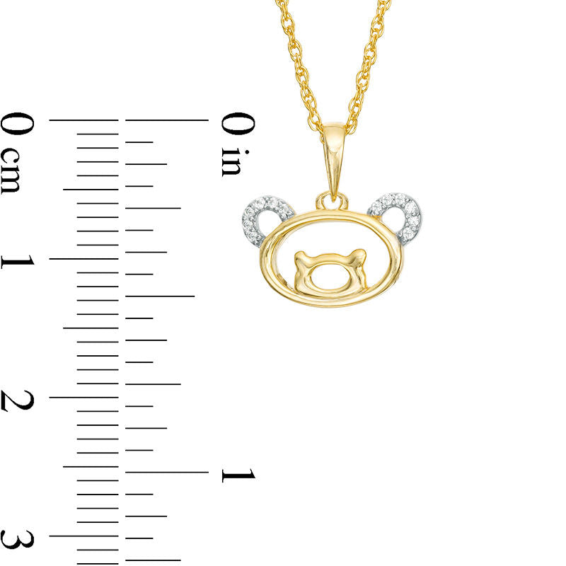 Natural Diamond Accent Bear Face Outline Pendant in 10K Yellow Gold