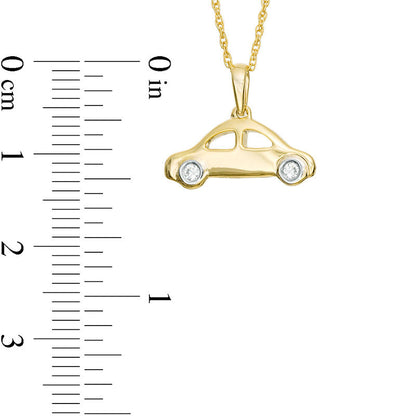 0.05 CT. T.W. Natural Diamond Car Pendant in 10K Yellow Gold