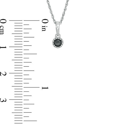 0.1 CT. Enhanced Black Natural Clarity Enhanced Solitaire Beaded Frame Pendant in 10K White Gold