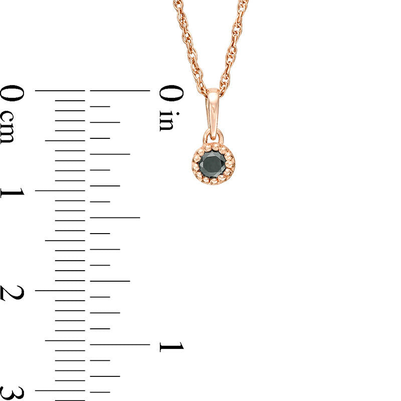 0.1 CT. Enhanced Black Natural Clarity Enhanced Solitaire Beaded Frame Pendant in 10K Rose Gold