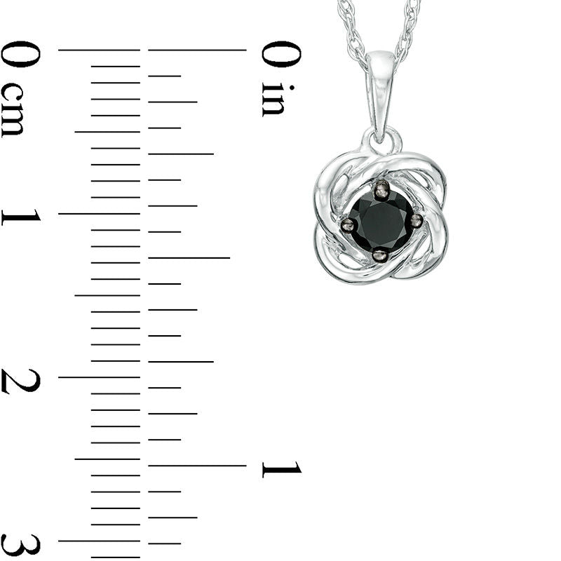 0.2 CT. Enhanced Black Natural Clarity Enhanced Solitaire Love Knot Pendant in 10K White Gold