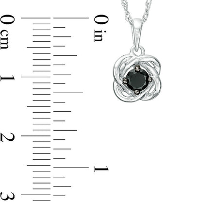 0.2 CT. Enhanced Black Natural Clarity Enhanced Solitaire Love Knot Pendant in 10K White Gold