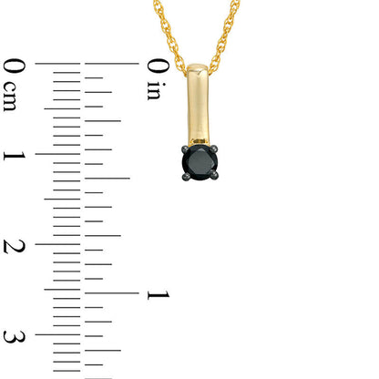 0.2 CT. Enhanced Black Natural Clarity Enhanced Solitaire Stick Drop Pendant in 10K Yellow Gold