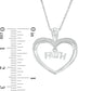 0.1 CT. T.W. Natural Diamond "FAITH" Charm in Heart Pendant in Sterling Silver
