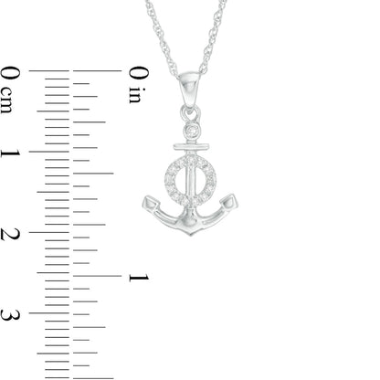 0.05 CT. T.W. Natural Diamond Anchor with Circle Pendant in Sterling Silver