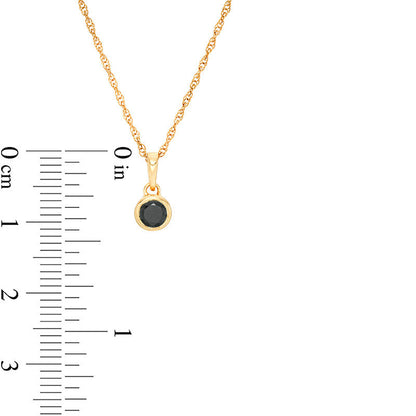 0.2 CT. Enhanced Black Natural Clarity Enhanced Bezel-Set Solitaire Pendant in 10K Yellow Gold