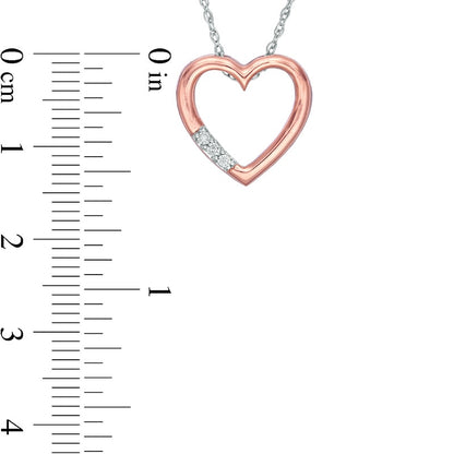 0.1 CT. T.W. Natural Diamond Reversible Heart Outline Pendant in 10K Two-Tone Gold