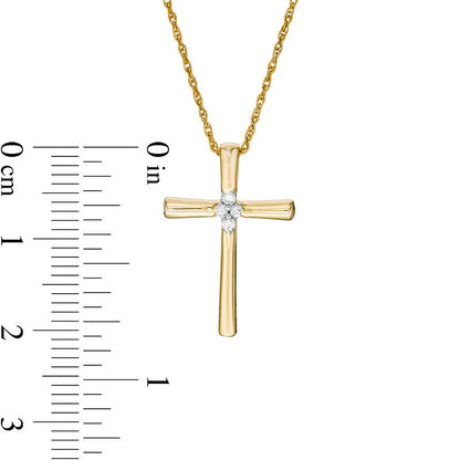 0.25 CT. T.W. Natural Diamond Reversible Cross Pendant in 10K Yellow Gold with White Rhodium