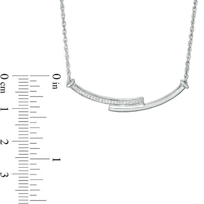 0.2 CT. T.W. Enhanced Black and White Natural Diamond Reversible Curved Bypass Bar Necklace in Sterling Silver - 16.58"