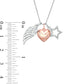 Natural Diamond Accent Wing, Heart and Star Outline Charms Pendant in Sterling Silver and 14K Rose Gold Plate