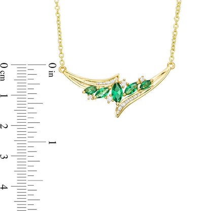 Marquise Lab-Created Emerald and White Sapphire Bypass Necklace in Sterling Silver with 14K Gold Plate - 15.75"
