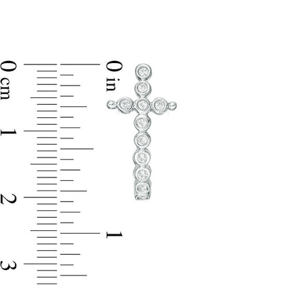 0.25 CT. T.W. Diamond Bezel-Set Cross J-Hoop Earrings in Sterling Silver