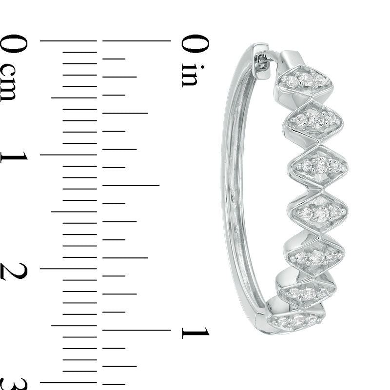 0.33 CT. T.W. Diamond Zig-Zag Retro-Style Hoop Earrings in 14K White Gold