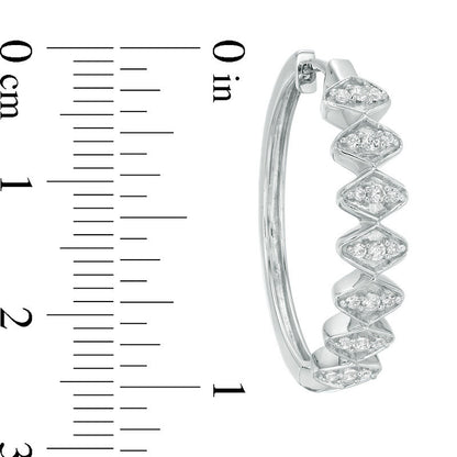 0.33 CT. T.W. Diamond Zig-Zag Retro-Style Hoop Earrings in 14K White Gold