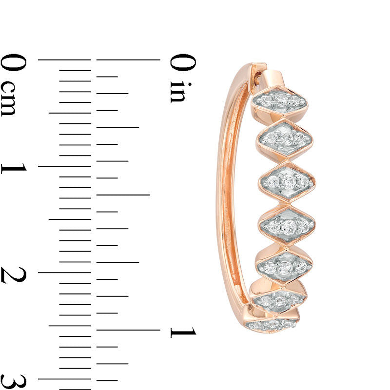 0.33 CT. T.W. Diamond Zig-Zag Retro-Style Hoop Earrings in 14K Rose Gold