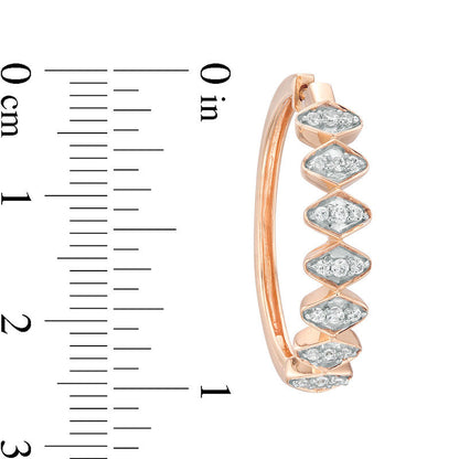 0.33 CT. T.W. Diamond Zig-Zag Retro-Style Hoop Earrings in 14K Rose Gold