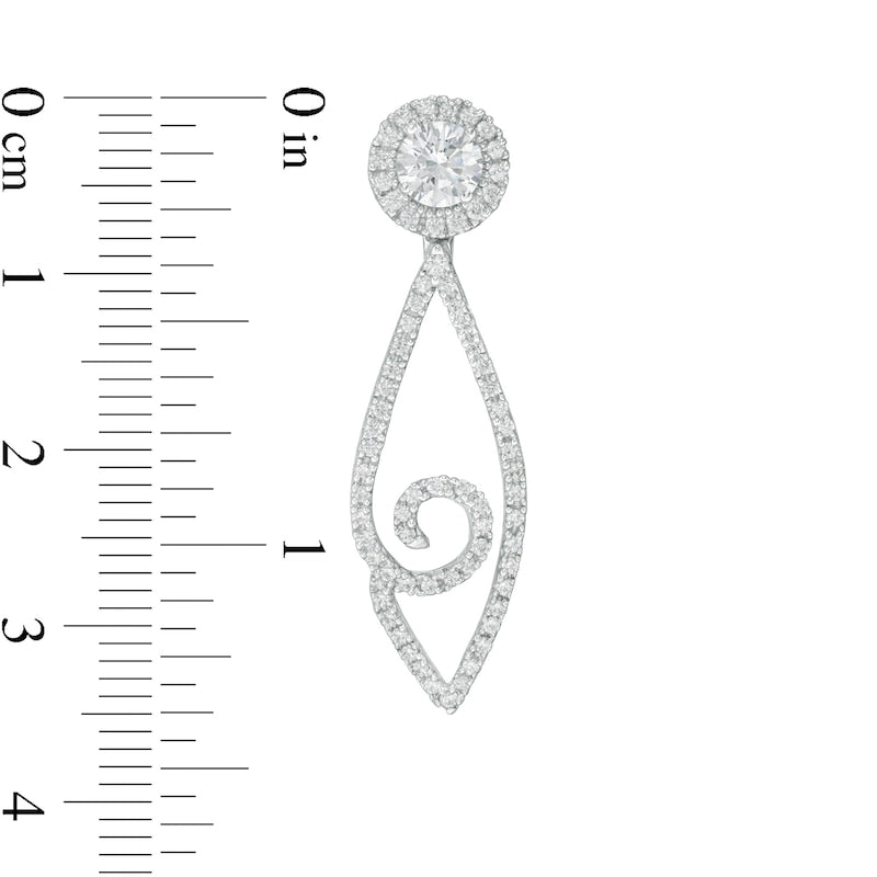 0.75 CT. T.W. Diamond Frame and Swirl Marquise Drop Earring Jackets in 14K White Gold