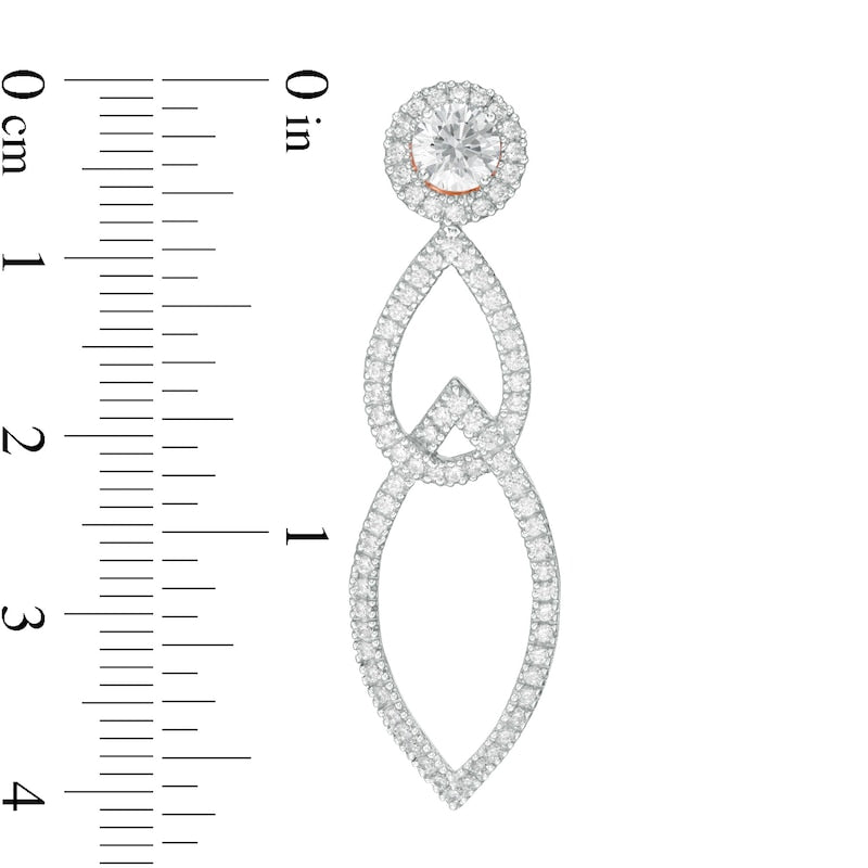 1 CT. T.W. Diamond Frame and Interlocking Geometric Drop Earring Jackets in 14K Rose Gold