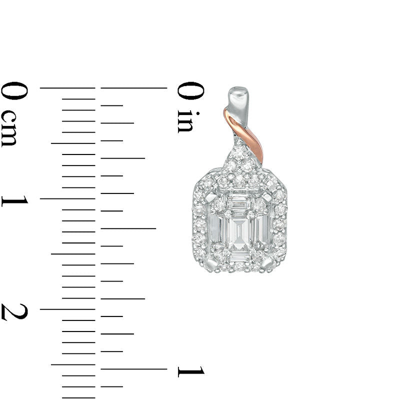 0.5 CT. T.W. Composite Diamond Octagonal Frame Twist Drop Earrings in 10K Two-Tone Gold