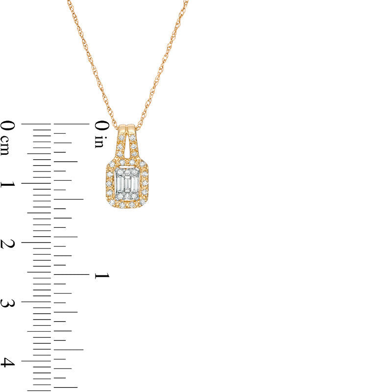 0.2 CT. T.W. Composite Natural Diamond Rectangular Frame Pendant in 10K Yellow Gold