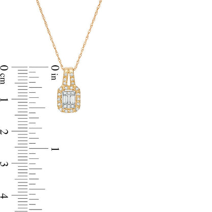 0.2 CT. T.W. Composite Natural Diamond Rectangular Frame Pendant in 10K Yellow Gold