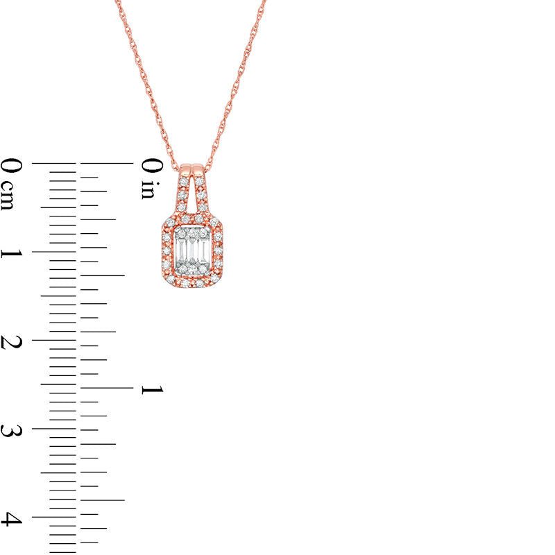 0.2 CT. T.W. Composite Natural Diamond Rectangular Frame Pendant in 10K Rose Gold
