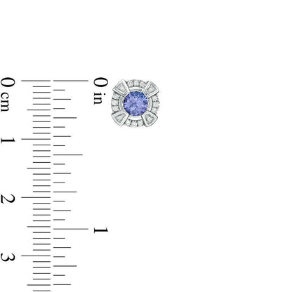 4.5mm Tanzanite and 0.1 CT. T.W. Diamond Frame Stud Earrings in 10K White Gold