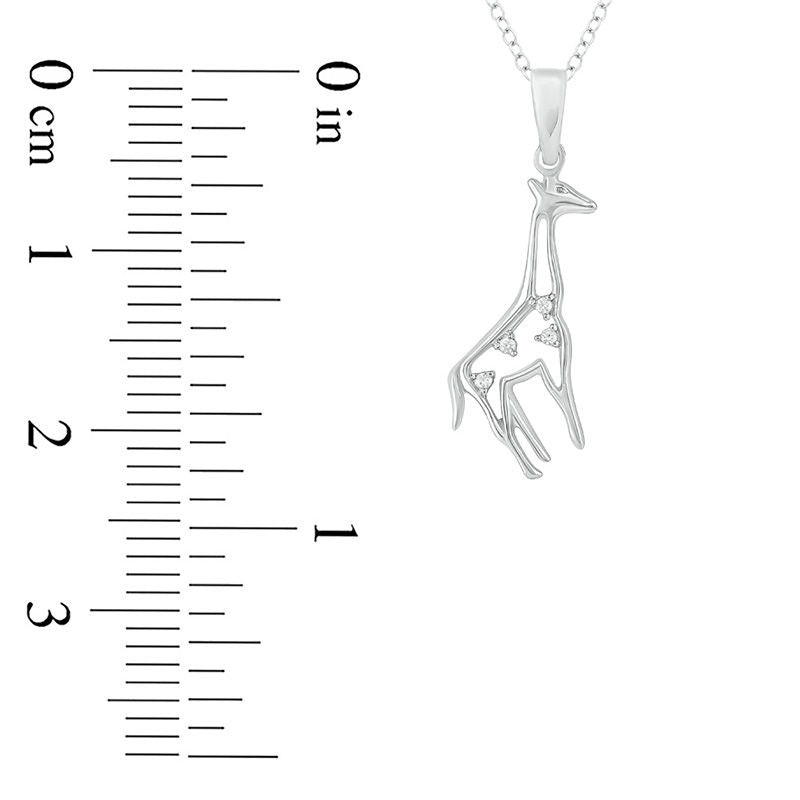 Natural Diamond Accent Giraffe Pendant in Sterling Silver