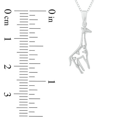 Natural Diamond Accent Giraffe Pendant in Sterling Silver