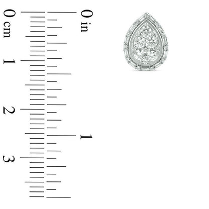 1 CT. T.W. Composite Diamond Art Deco Teardrop Frame Stud Earrings in 10K White Gold