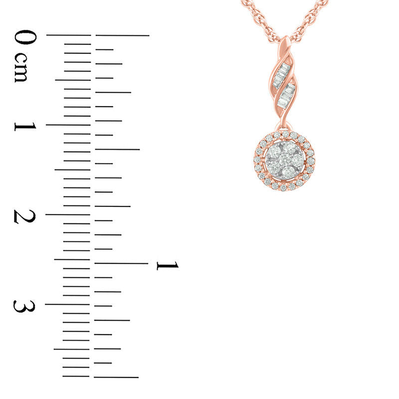 0.2 CT. T.W. Composite Natural Diamond Frame Twist Pendant in 10K Rose Gold