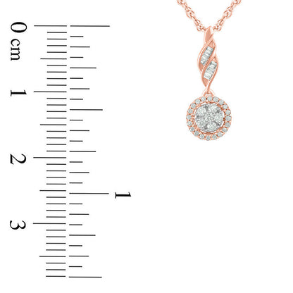 0.2 CT. T.W. Composite Natural Diamond Frame Twist Pendant in 10K Rose Gold