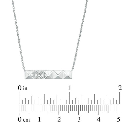 0.05 CT. T.W. Natural Diamond Rectangular Bar Necklace in Sterling Silver - 18.85"