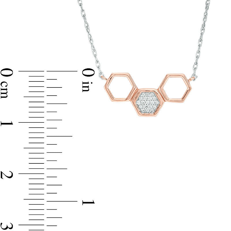 0.05 CT. T.W. Natural Diamond Triple Hexagon Necklace in 10K Two-Tone Gold - 18.65"